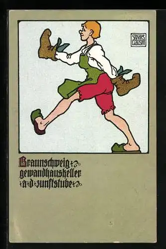 Künstler-AK sign. Sievers Clausen: Braunschweig, Gewandhauskeller an der Zunftstube, Schusterjunge