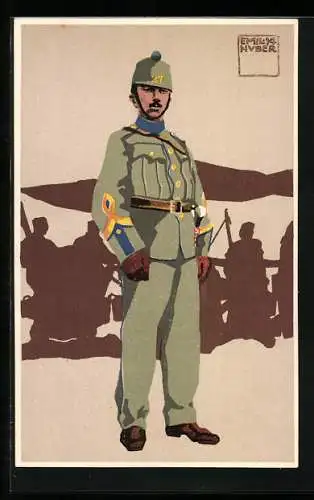 Künstler-AK sign. Emil Huber: Schweizer Soldat mit Mütze