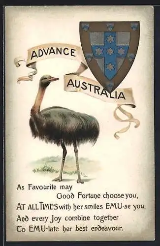 Präge-AK Australia, Wappen, Emu