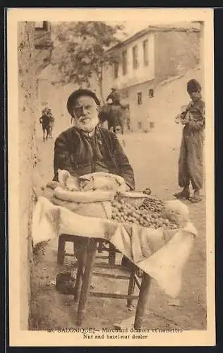 AK Griechischer Nuss- und Haselnusshändler an seinem Stand
