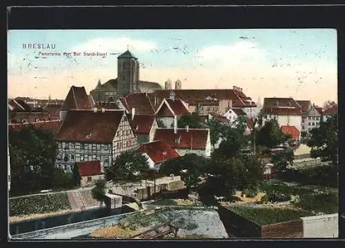 AK Breslau, Panorama von der Sand-Insel