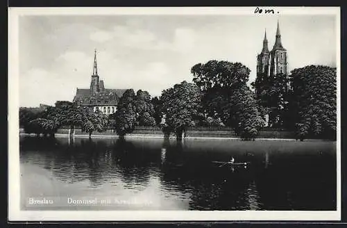 AK Breslau, Dominsel mit Kreuzkirche