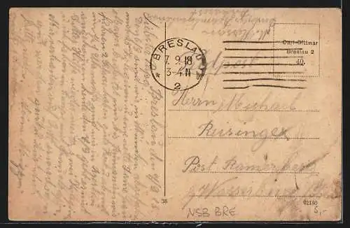 AK Breslau, Lessingbrücke mit Regierung