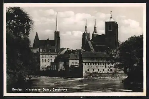 AK Breslau, Kreuzkirche, Dom & Sandkirche