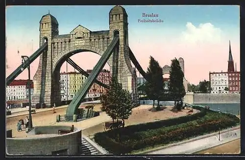 AK Breslau, an der Kaiserbrücke