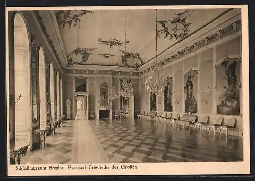 AK Breslau, Festsaal Friedrichs des Grossen im Schlossmuseum