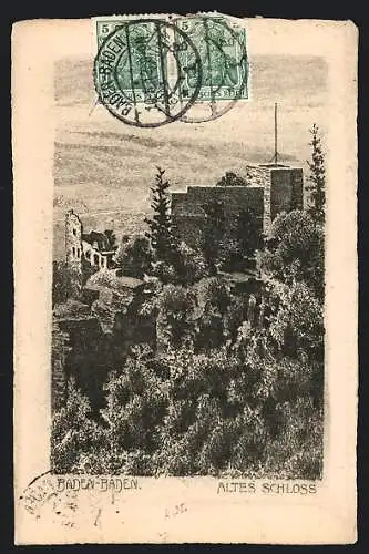 Künstler-AK Baden-Baden, Ruine des Alten Schlosses