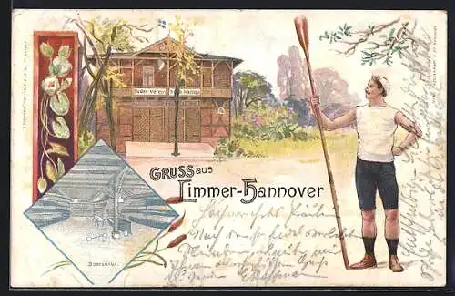 Lithographie Hannover-Limmer, Ruderverein Triton, Bootshaus