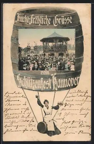 AK Hannover, Schützenfest mit Menschenmenge unter dem Pavillon