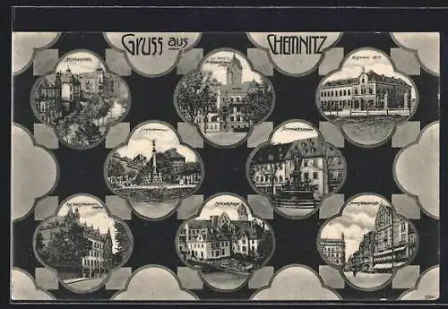 AK Chemnitz, Kaserne der 181er, Metzschstrasse, Stephansplatz, Kgl. Kreis-Steuereinnahme