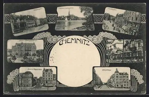 AK Chemnitz, Gasthaus Waldschenke, Kaiserliche Oberpostdirektion, Adolfstrasse