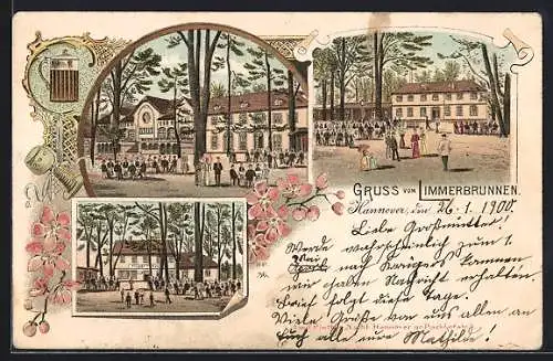 Lithographie Hannover, Limmerbrunnen Etablissement und Café-Terrasse