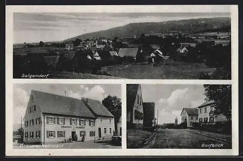 AK Seigendorf, Brauerei Reinwald, Blick in eine Dorfstrasse