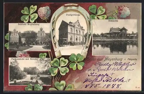 AK Meyenburg i. Prignitz, Brauerei, Schloss, Post