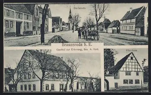 AK Braunsroda / Wischroda, Gasthof zur Erholung, Dorfstrasse, Pfarrhaus