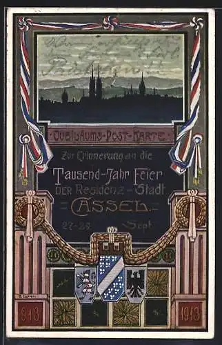 AK Kassel, Tausendjahrfeier 27.-29, September 1913, Ortsansicht bei Nacht