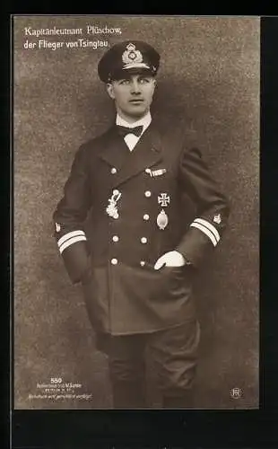 Foto-AK Sanke Nr. 550: Kapitänleutnant Plüschow, der Flieger von Tsingtau