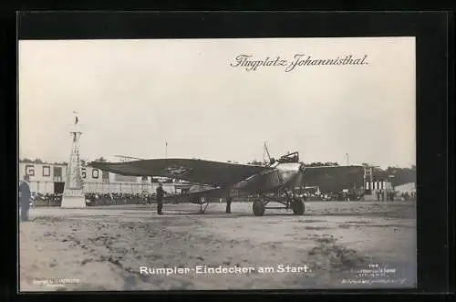 Foto-AK Sanke Nr. 199: Berlin-Johannisthal, Rumpler-Eindecker am Start auf dem Flugplatz