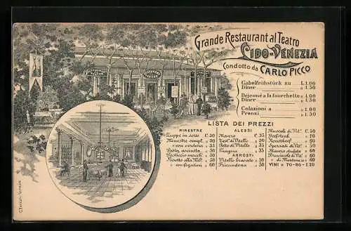 Lithographie Venezia, Lido, Grande Restaurant al Teatro, Condotta da Carlo Picco