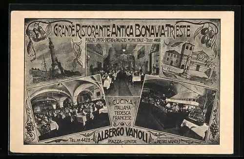 AK Trieste, Grande Ristorante Antica Bonavia, Piazza Unita, Cav. P. Vanoli