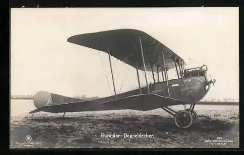 AK Flugplatz Johannisthal, Rumpler-Doppeldecker, Sanke-Nr. 260