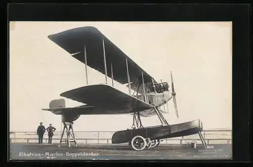 Foto-AK Sanke Nr. 37: Wasserflugzeug, Albatros-Marine-Doppeldecker