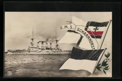 AK SMS Scharnhorst in Fahrt