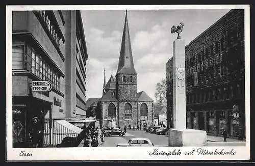 AK Essen, Kurienplatz mit Münsterkirche