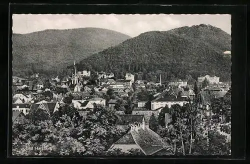 AK Bad Harzburg, Teilansicht mit Bergen aus der Vogelschau