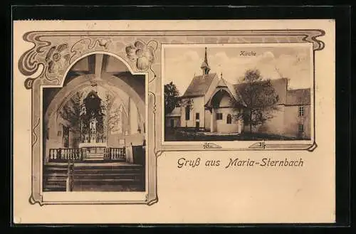 AK Assenheim / Hessen, Kirche Maria-Sternbach, Aussen- u. Innenansicht