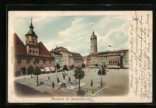 AK Jena, Marktplatz mit Bismarckbrunnen