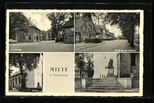 AK Milte /Warendorf, Partie an der Molkerei, Denkmal