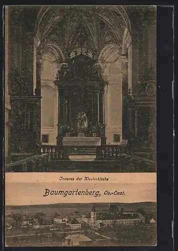 AK Baumgartenberg /O. Ö., Inneres der Klosterkirche, Ortsansicht aus der Vogelschau