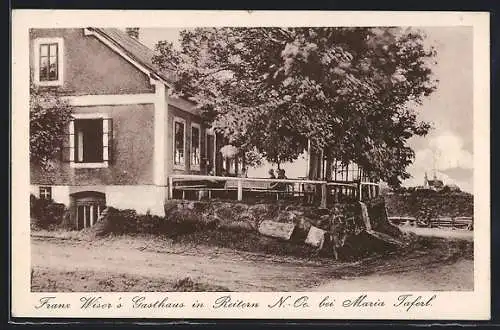 AK Maria Taferl, Reitern, Franz Wisers Gasthaus mit Veranda, Strassenansicht