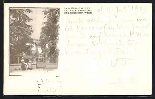 AK Wien, Hetzendorf, Valerie-Cottage Im grünen Winkel
