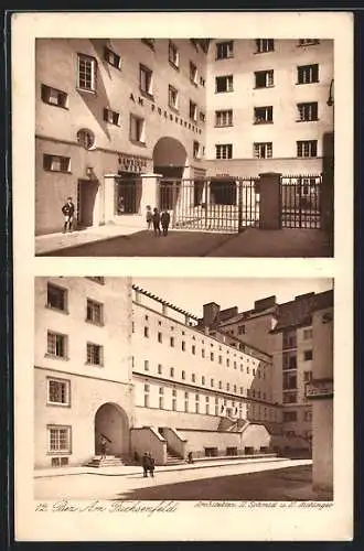 AK Wien, Wohnhausbauten der Gemeinde, Am Fuchsenfeld, Zentralwäscherei, Architektur