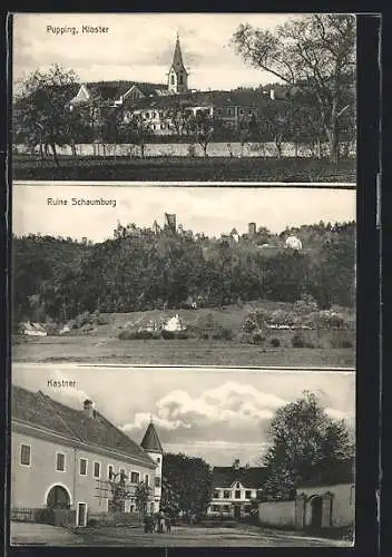 AK Pupping, Blick zum Kloster, Am Kastner, Ruine Schaumburg