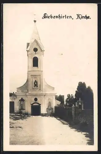 AK Wien, Siebenhirten-Kirche mit Kirchhof-Mauer