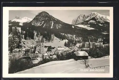 AK Bad Aussee, Ortsansicht mit Kirche aus der Vogelschau