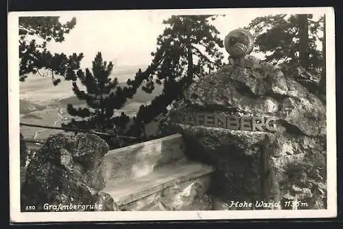AK Hohe Wand, Grafenbergruhe, Grafenberg-Denkmal