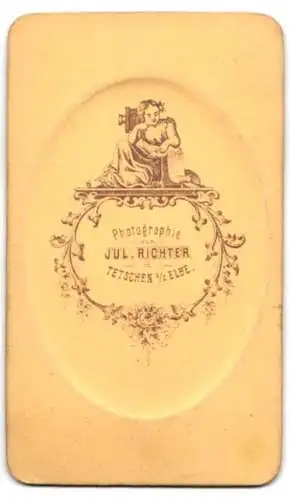 Fotografie Jul. Richter, Tetschen a. d. Elbe, Elegante junge Dame mit halboffenen Haaren im Portrait