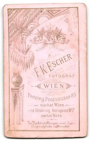 Fotografie F. K. Escher, Wien, Poststrasse 85, Junge Dame in tailliertem Kleid
