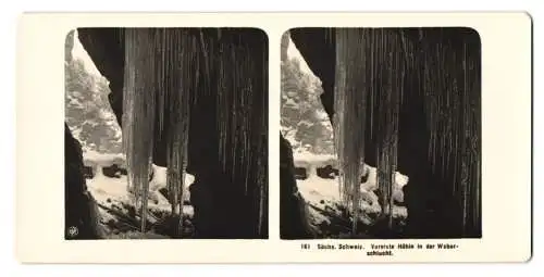 Stereo-Fotografie NPG, Berlin, Ansicht Bad Schandau, vereiste Höhle in der Weberschlucht