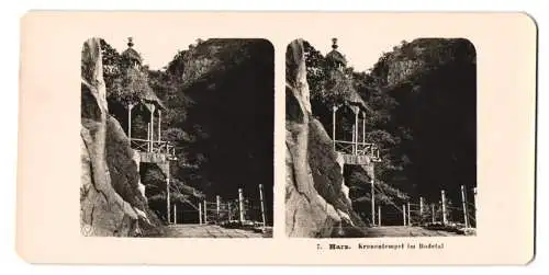 Stereo-Fotografie NPG, Berlin, Ansicht Thale, Partie am Kronentempel im Bodetal