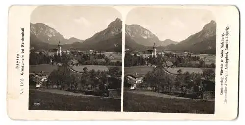 Stereo-Fotografie Würthle & Sohn, Salzburg, Ansicht Grossgmain, Blick nach dem Ort mit Bergpanorama