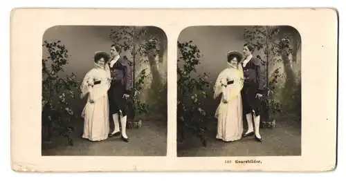 Stereo-Fotografie NPG, Berlin-Steglitz, elegantes Paar festlich gekleidet