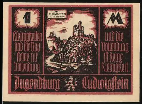 Notgeld Witzenhausen 1921, 1 Mark, historische Burgillustration und Text