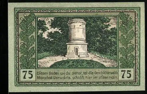 Notgeld Canth 75 Pfennig, Turm und Stadtwappen