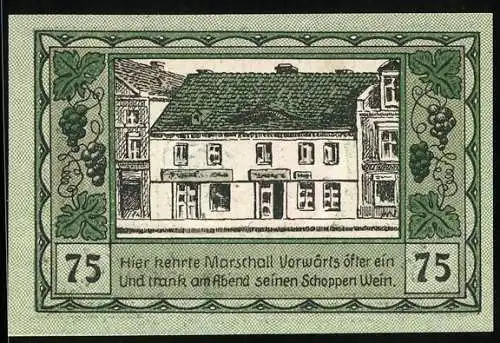 Notgeld Canth, 75 Pfennig, Stadt Spar-Kasse Gebäude und Wappen, Seriennummer 006929