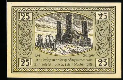 Notgeld Canth, 25 Pfennig, Ruinen und Stadtwappen